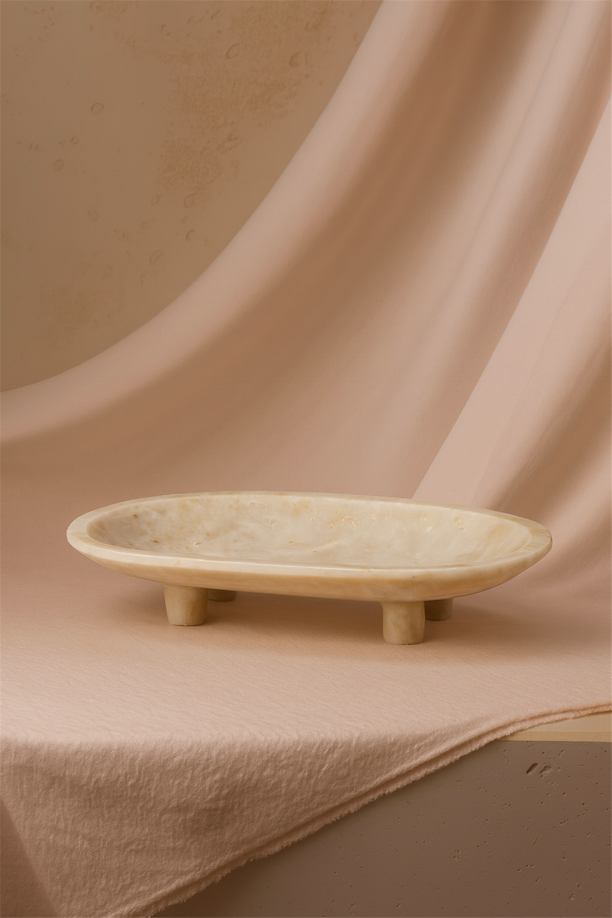 Hayal Mermer Orta Boy Servis Tabağı Bej 