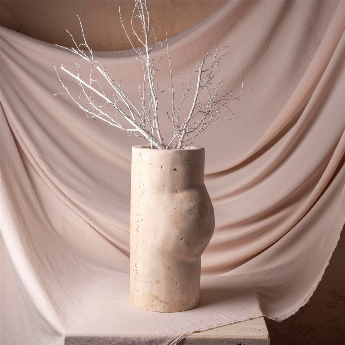 Traverten Asimetrik Vazo -Küçük Boy