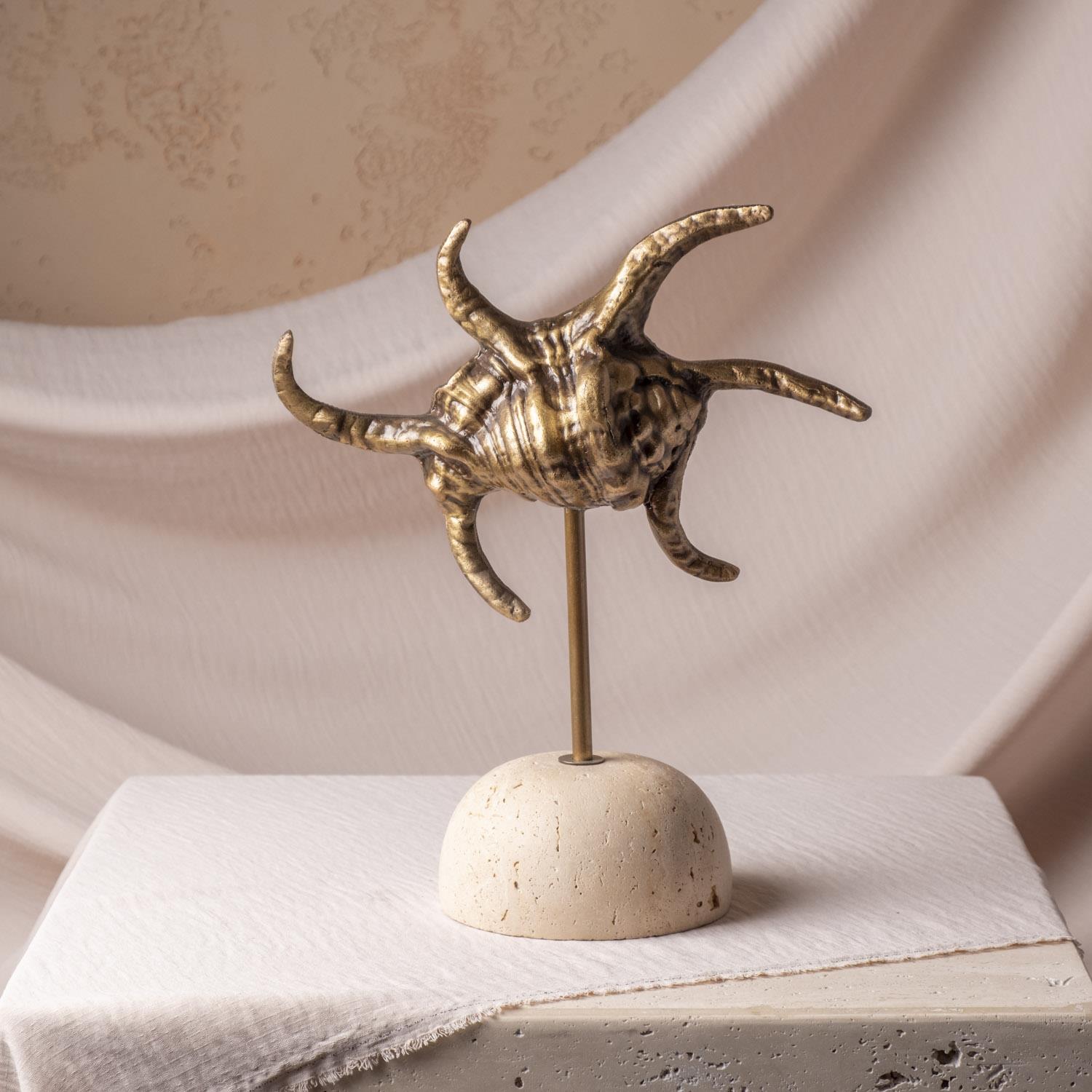 Traverten Mermerli Eskitme Salyangoz Obje