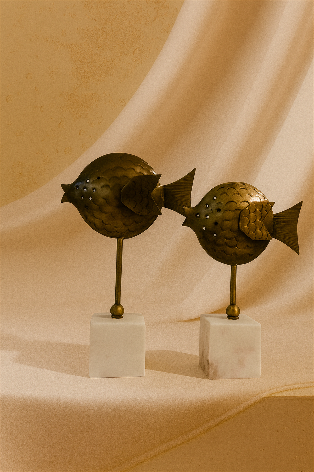 Mermer Kaideli Metal Balon Balığı Takımı