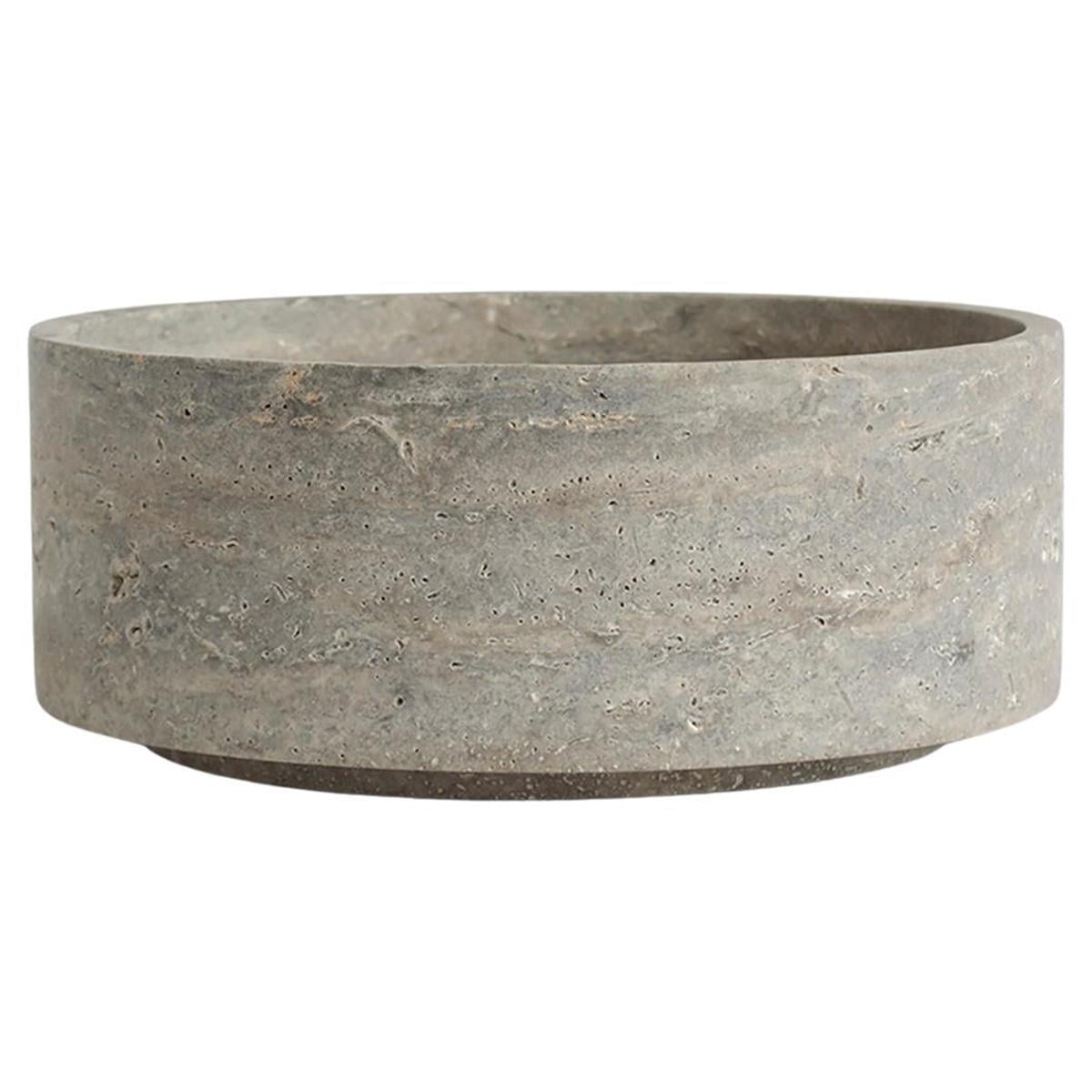 Gümüş Traverten Silindir Kase