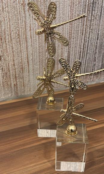 Kristal Kaideli Gold Yusufçuk Obje Set