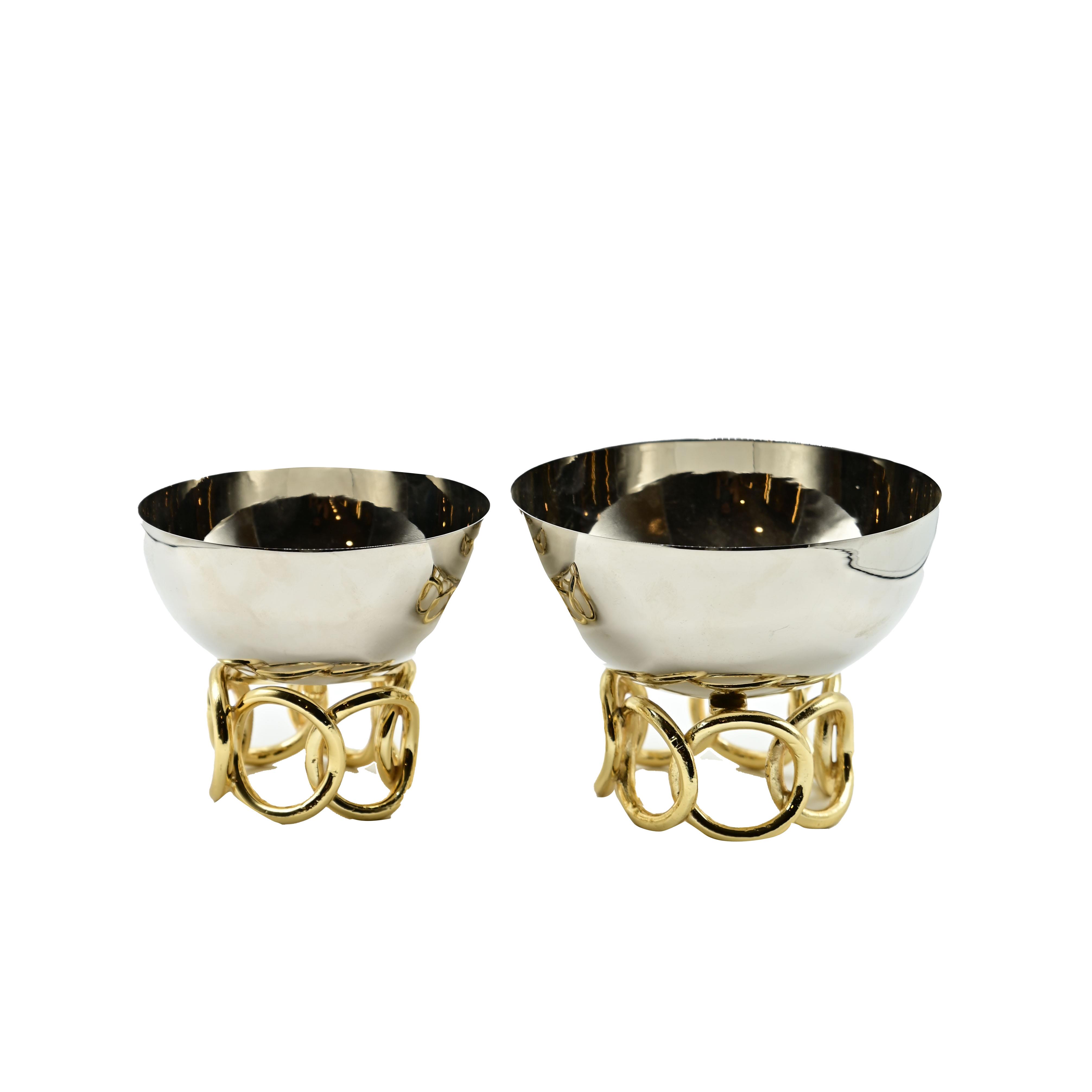 2 Li Gold Zincir Ayaklı Kase