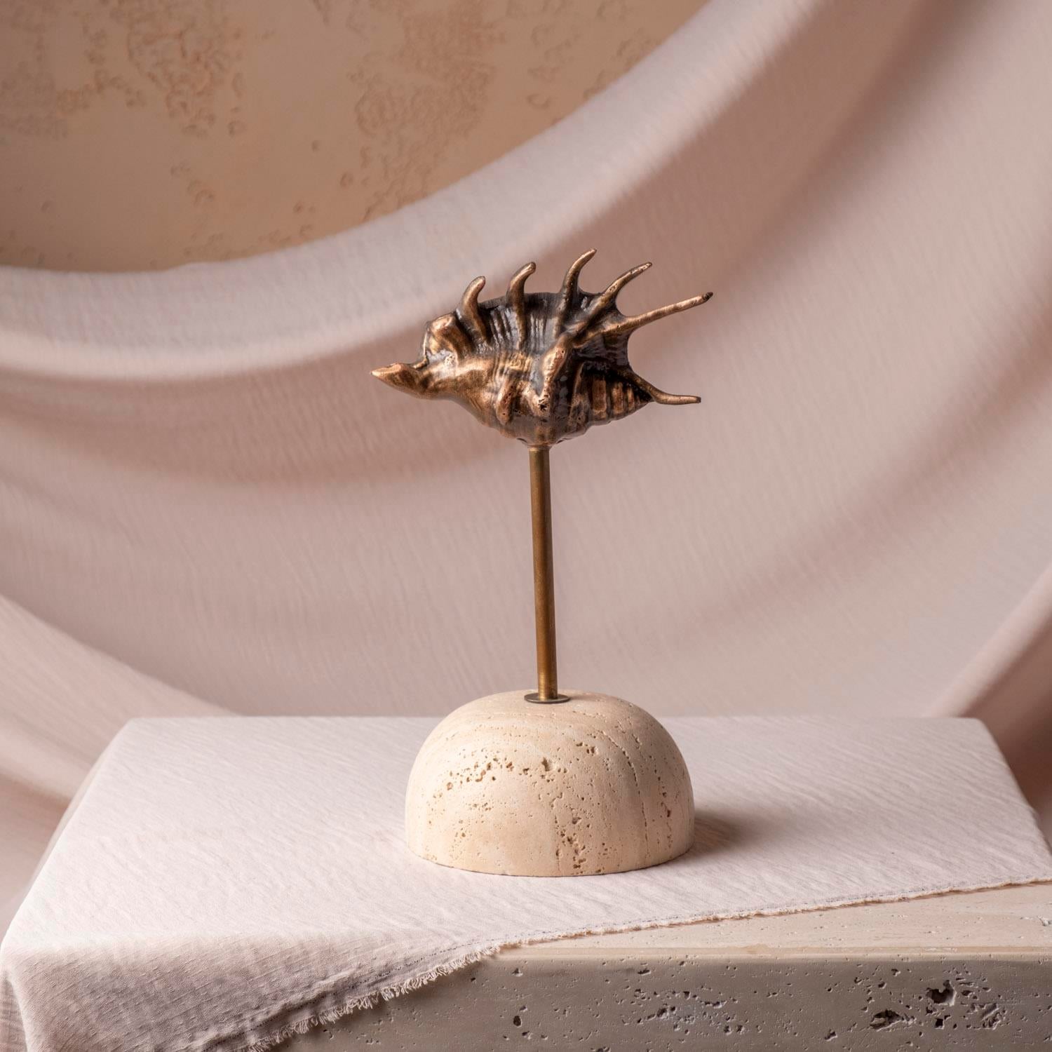 Traverten Mermerli Eskitme Midye Obje