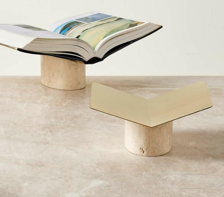 Traverten Ayaklı Eskitme Büyük Boy Rahle