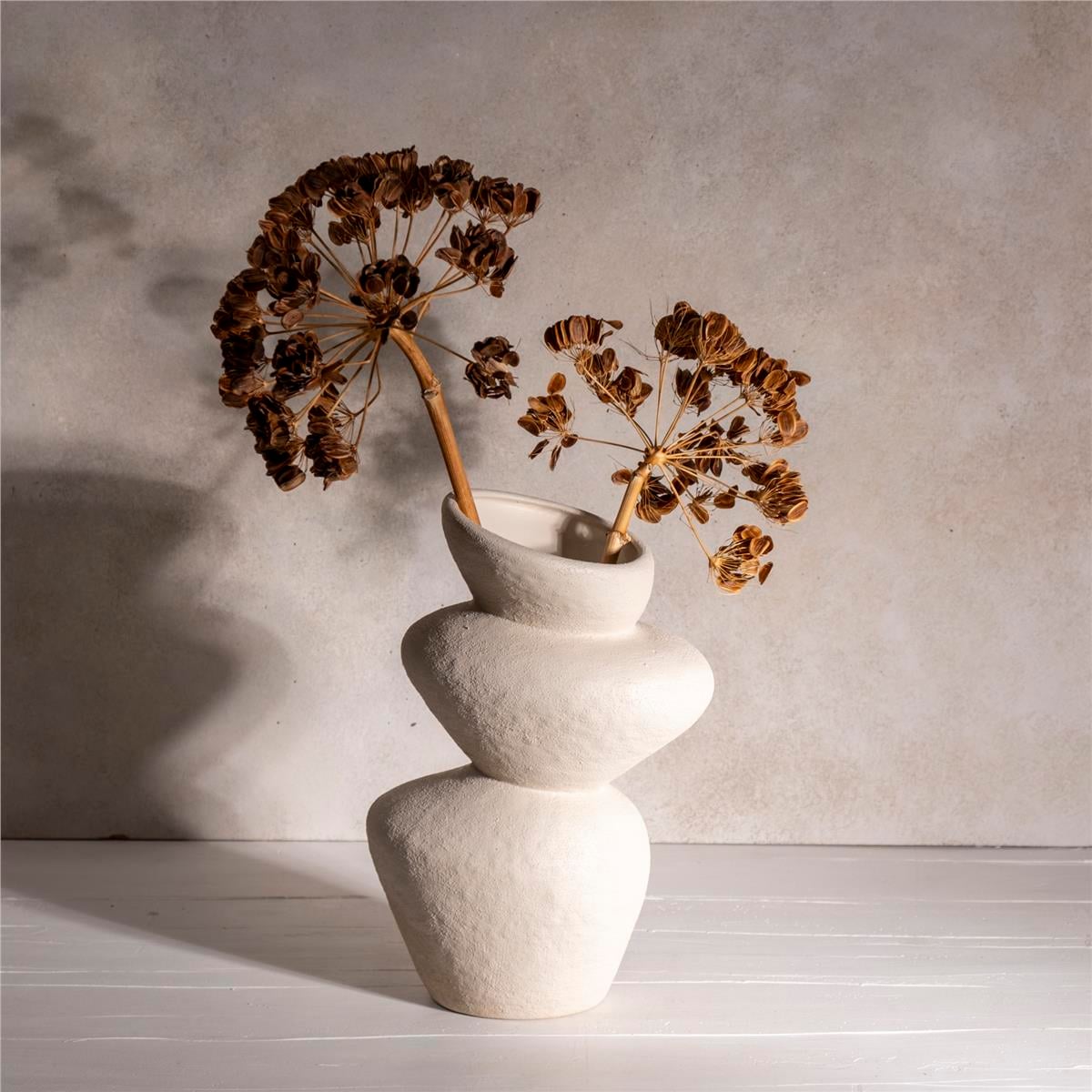 Beyaz Kaya Vazo Büyük Boy