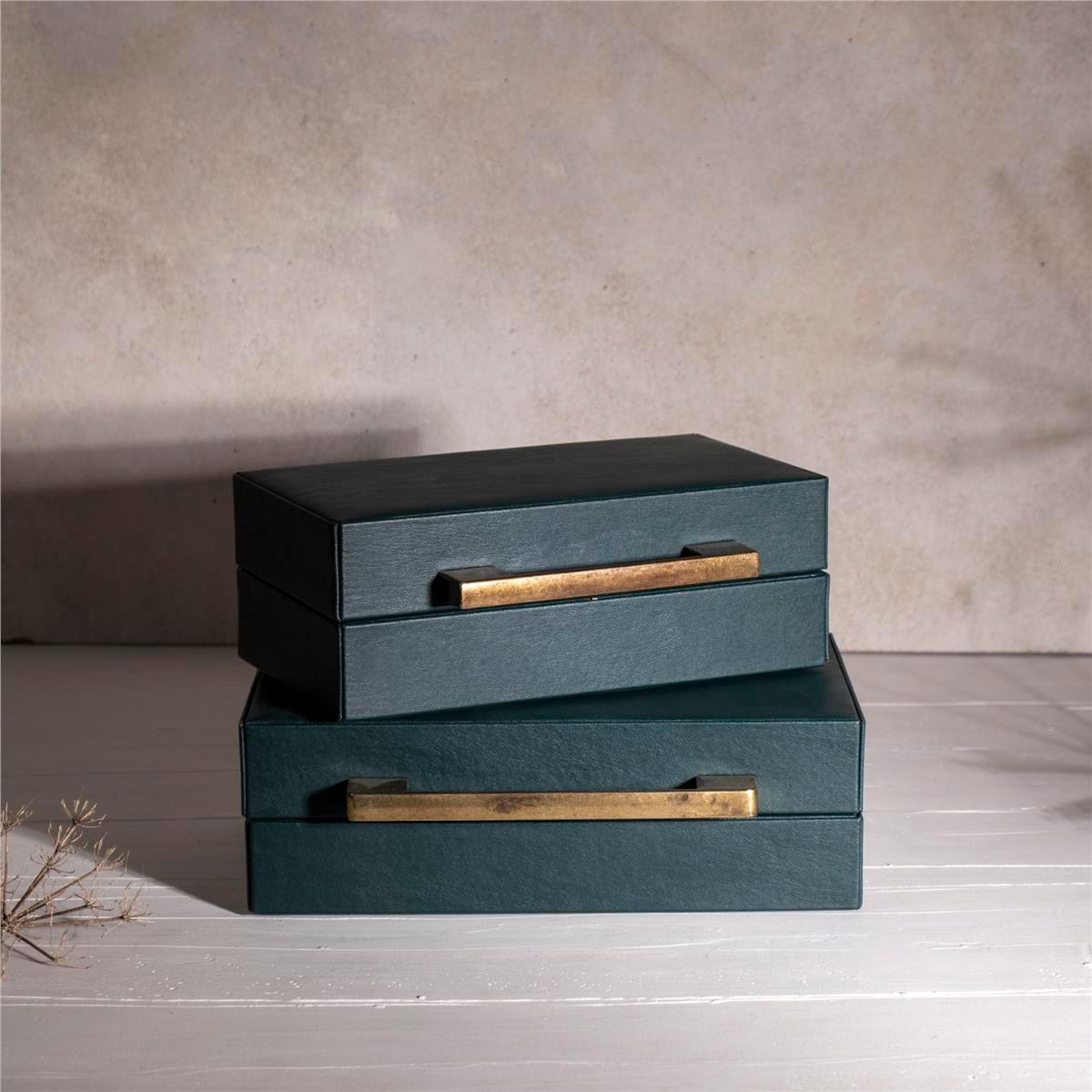 Yeşil Deri Kutu Set