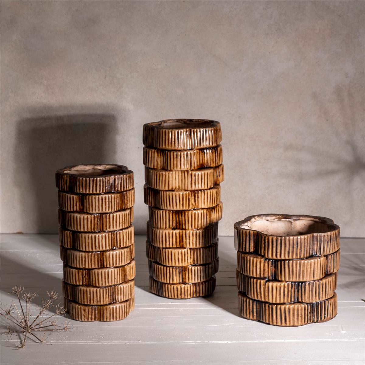 Patine 3Lü Kütük Vazo