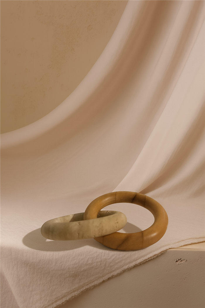 Traverten Halkalı Ahşap Zincir Büyük Boy 