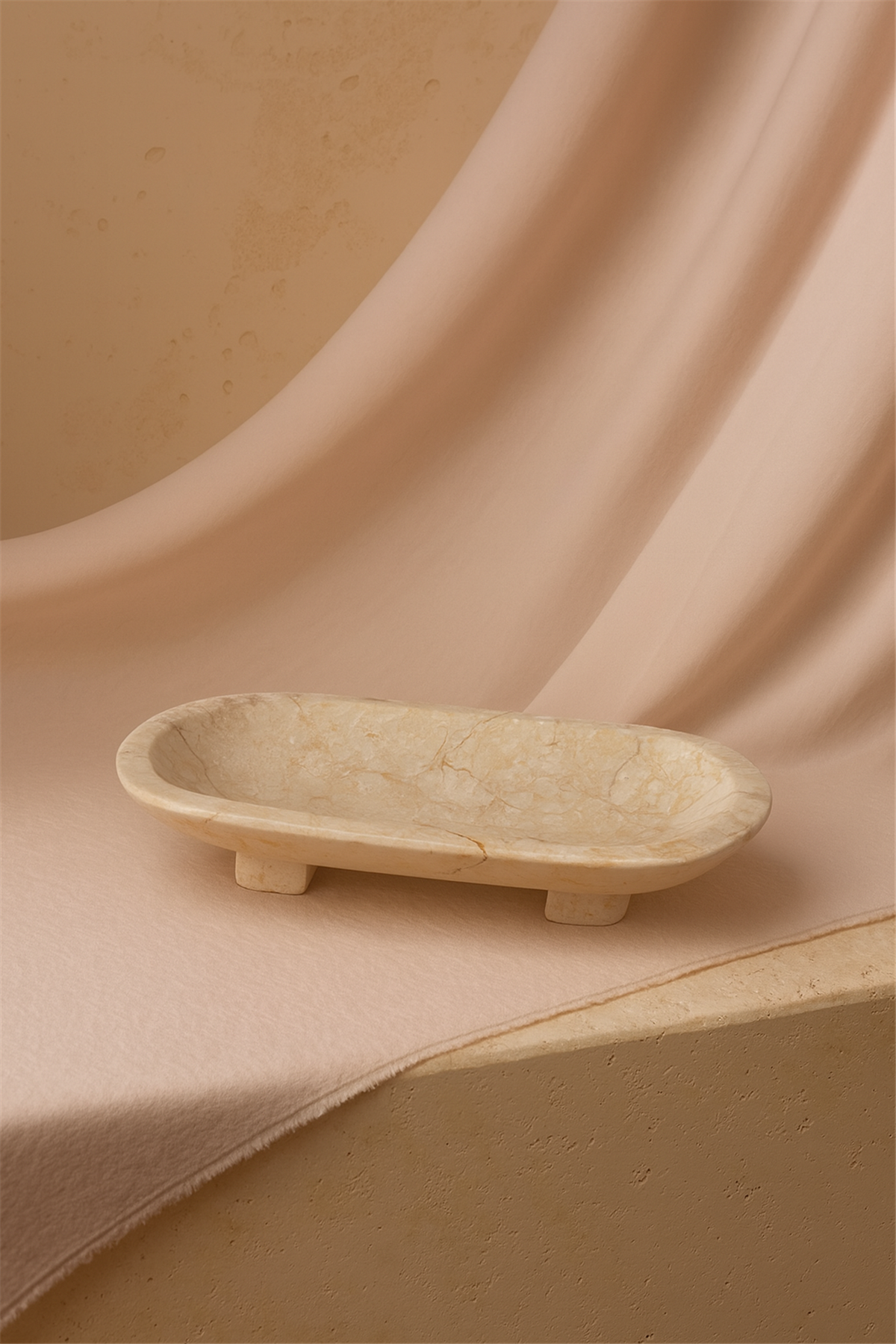 Hayal Mermer Küçük Boy Servis Tabağı Bej 
