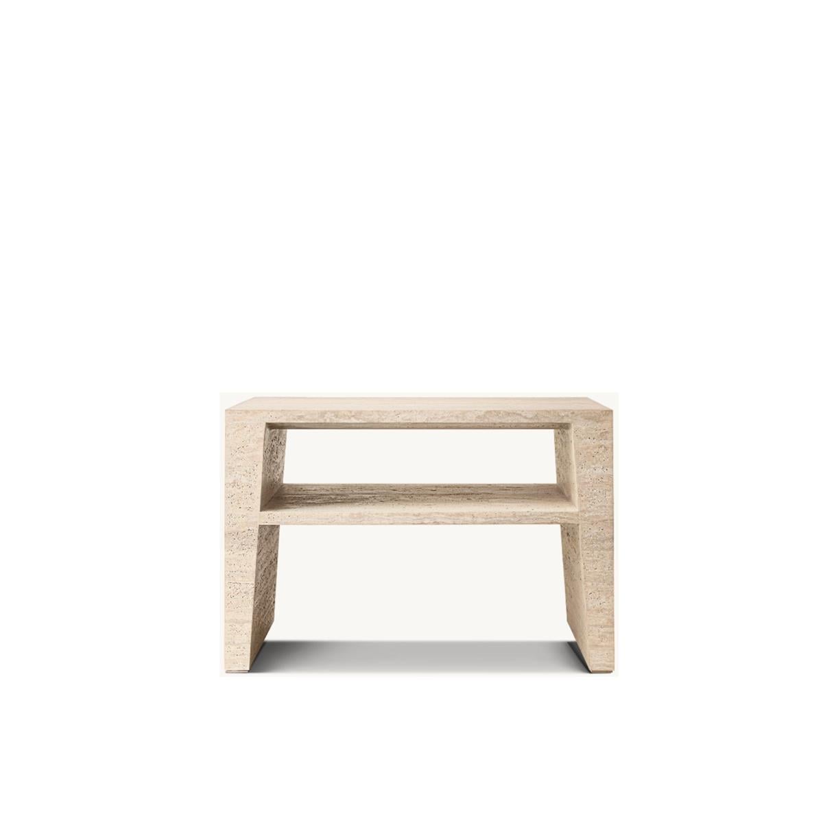 WYETH TRAVERTİNE RECTANGULAR SİDE TABLE 75X45 CM