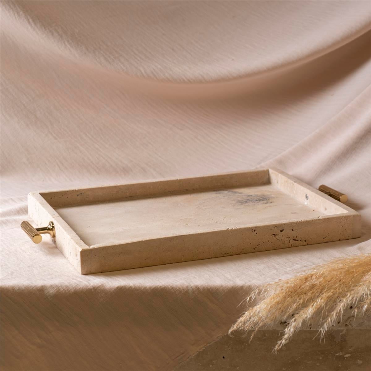 Dekoratif Metal Kulplu Traverten
 Dikdörtgen Tepsi