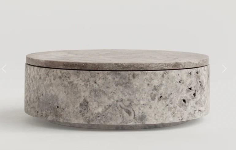 Gümüş Traverten  Büyük Dekoratif Kutu