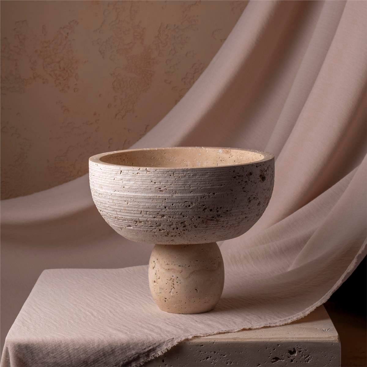 Traverten Büyük Boy Yuvarlak Kase