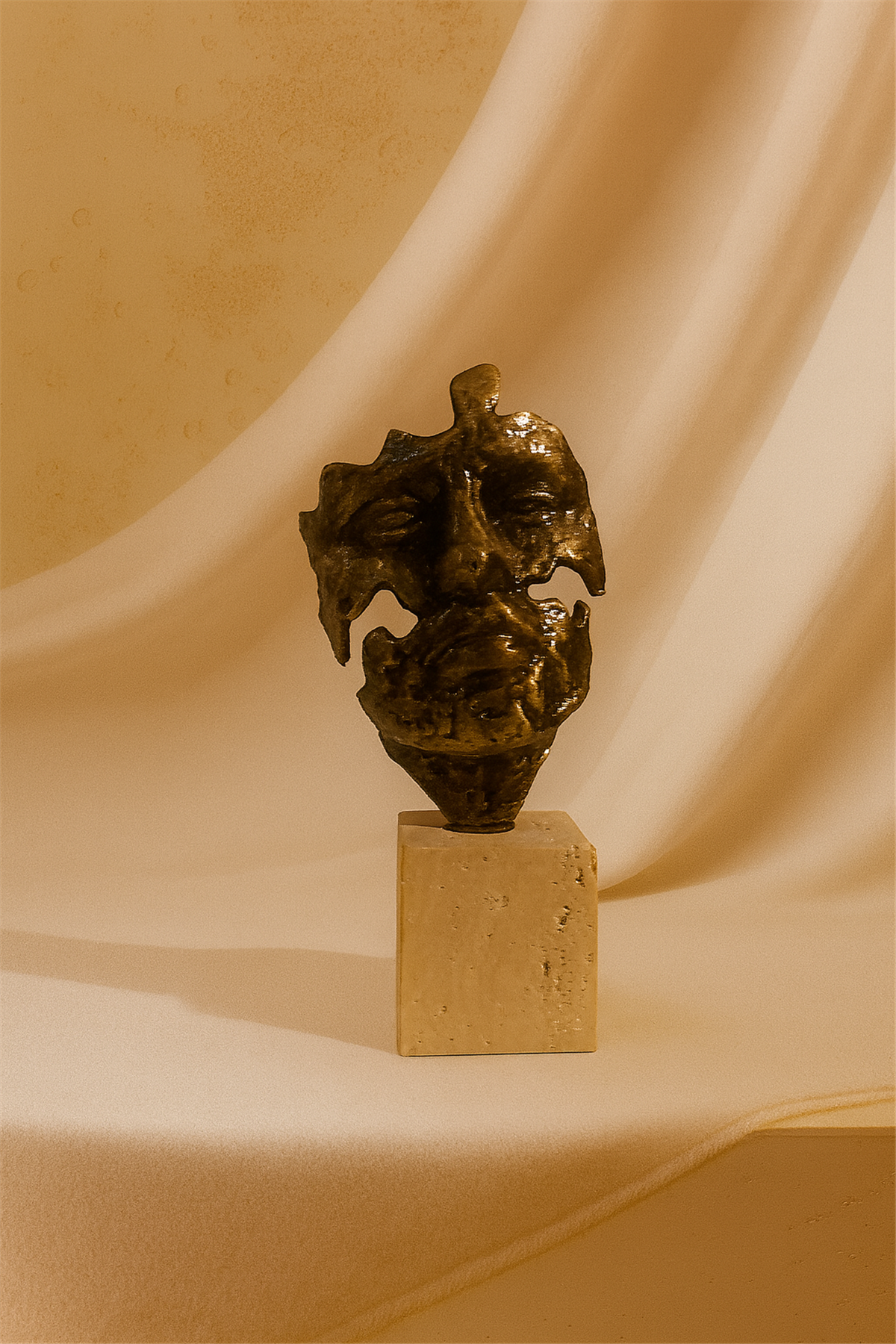 Lost Face Traverten Kaideli Metal Obje