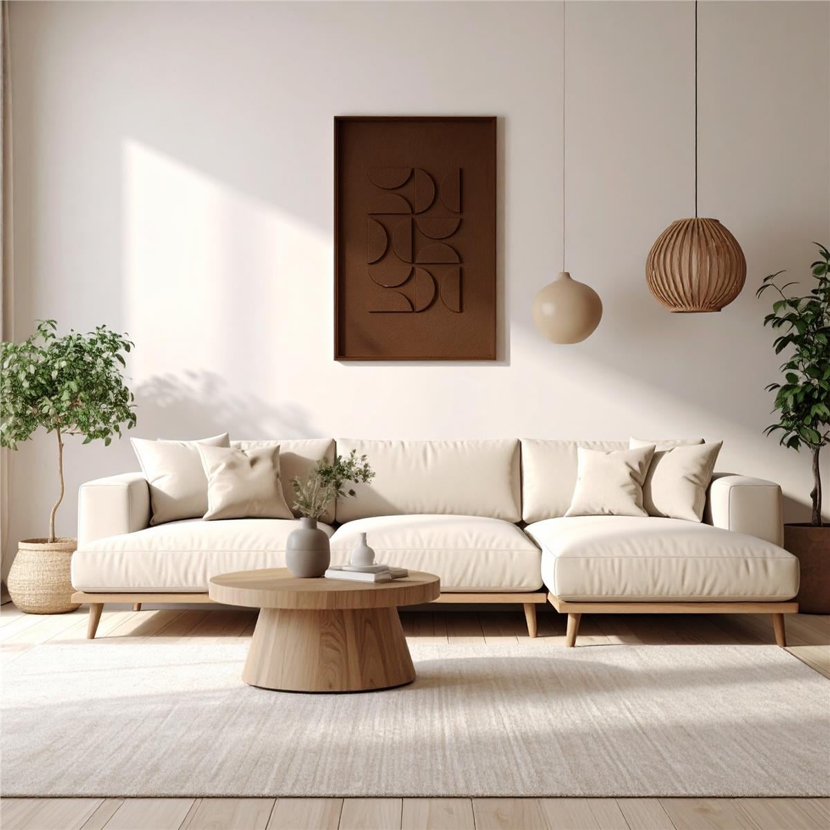 Alçı Kabartmalı Geometrik 40x60 cm Tablo Kahve