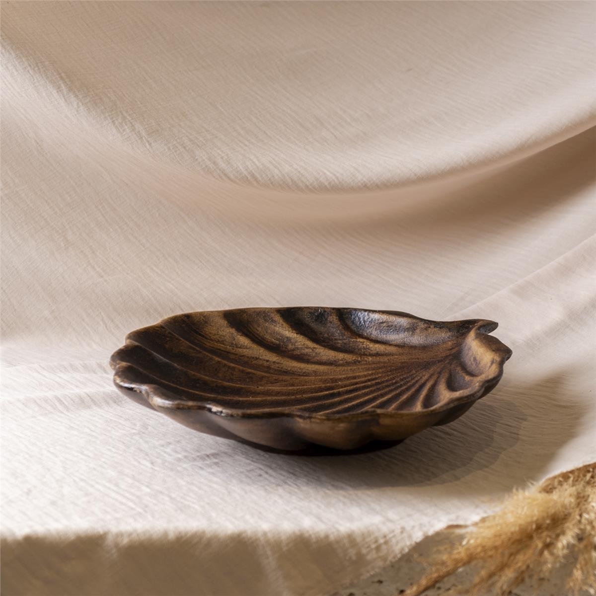 Ahşap Patine Deniz Kabuğu Tabak