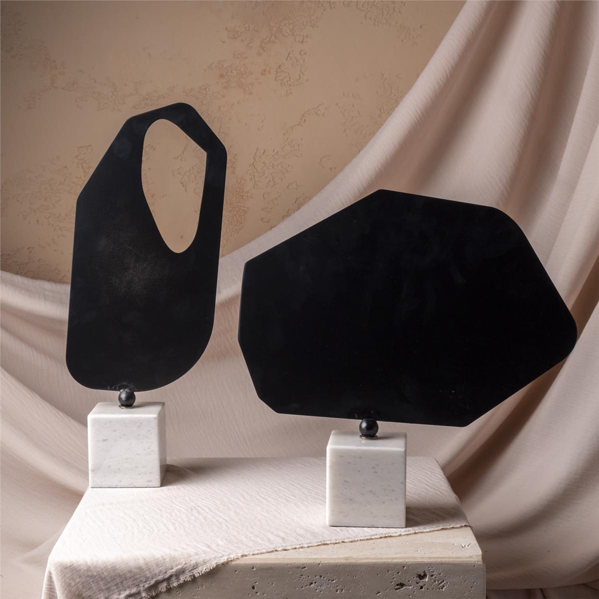 2 Li Siyah Metal Tasarım Obje 