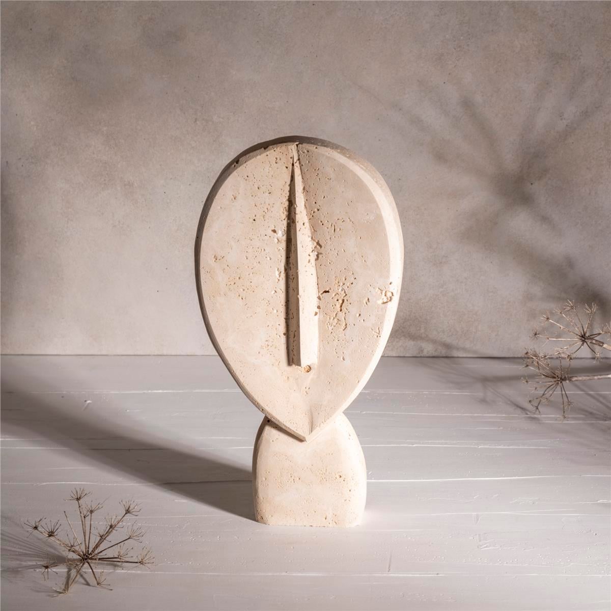 Traverten Soyut Yüz Dekoratif Obje