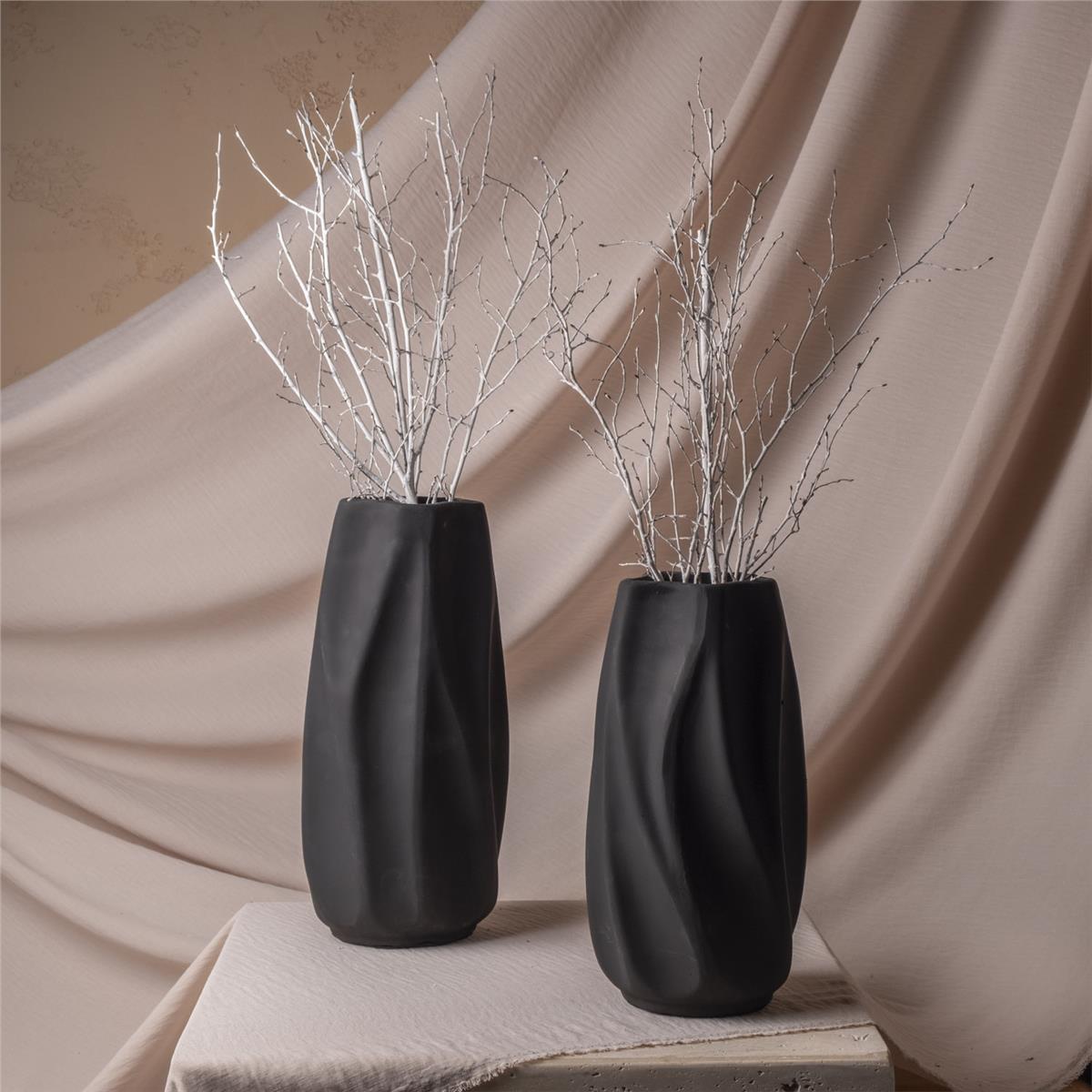 Siyah Geometrik Vazo Set 