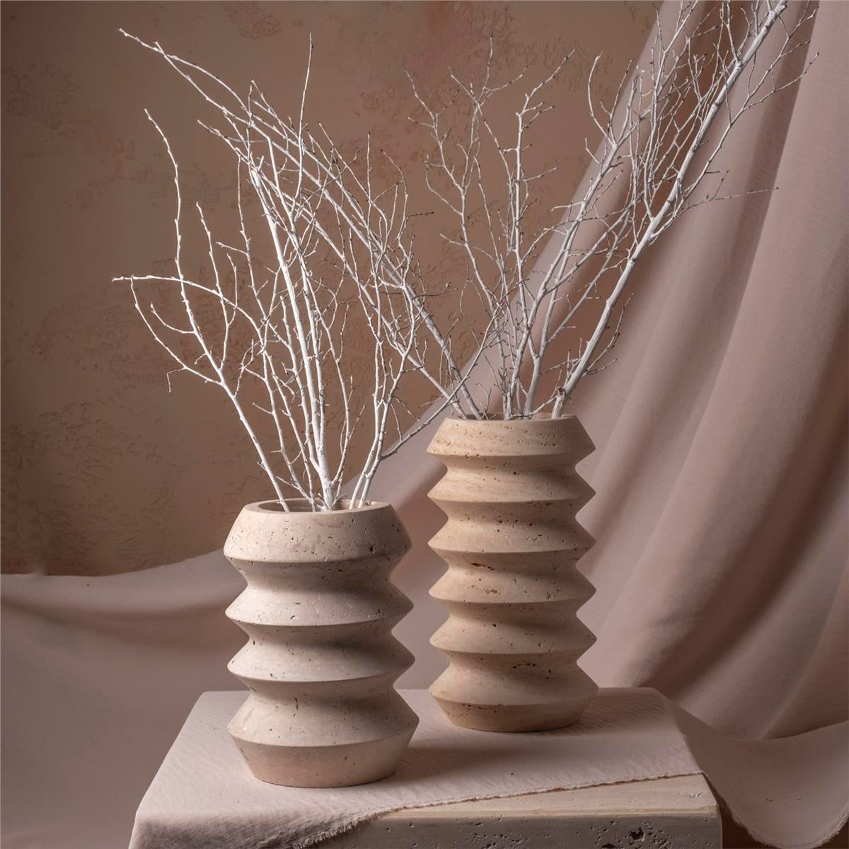 Traverten 2Li Boğumlu Vazo