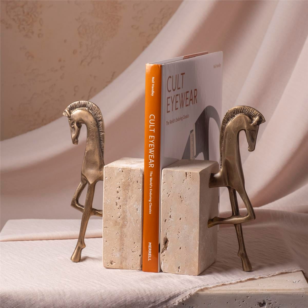 Traverten Mermerli Eskitme At Kitap Tutucu