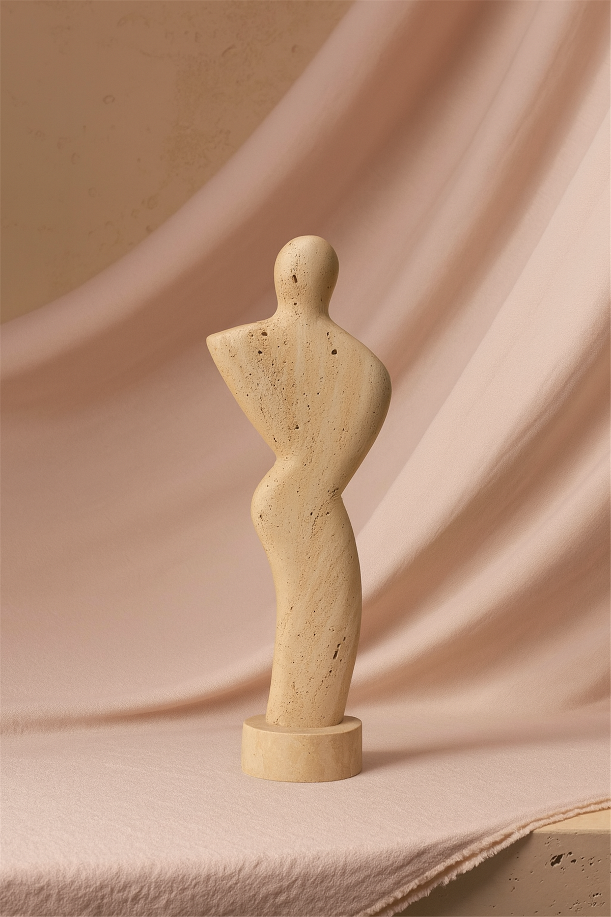 Traverten Mermer Büst Obje