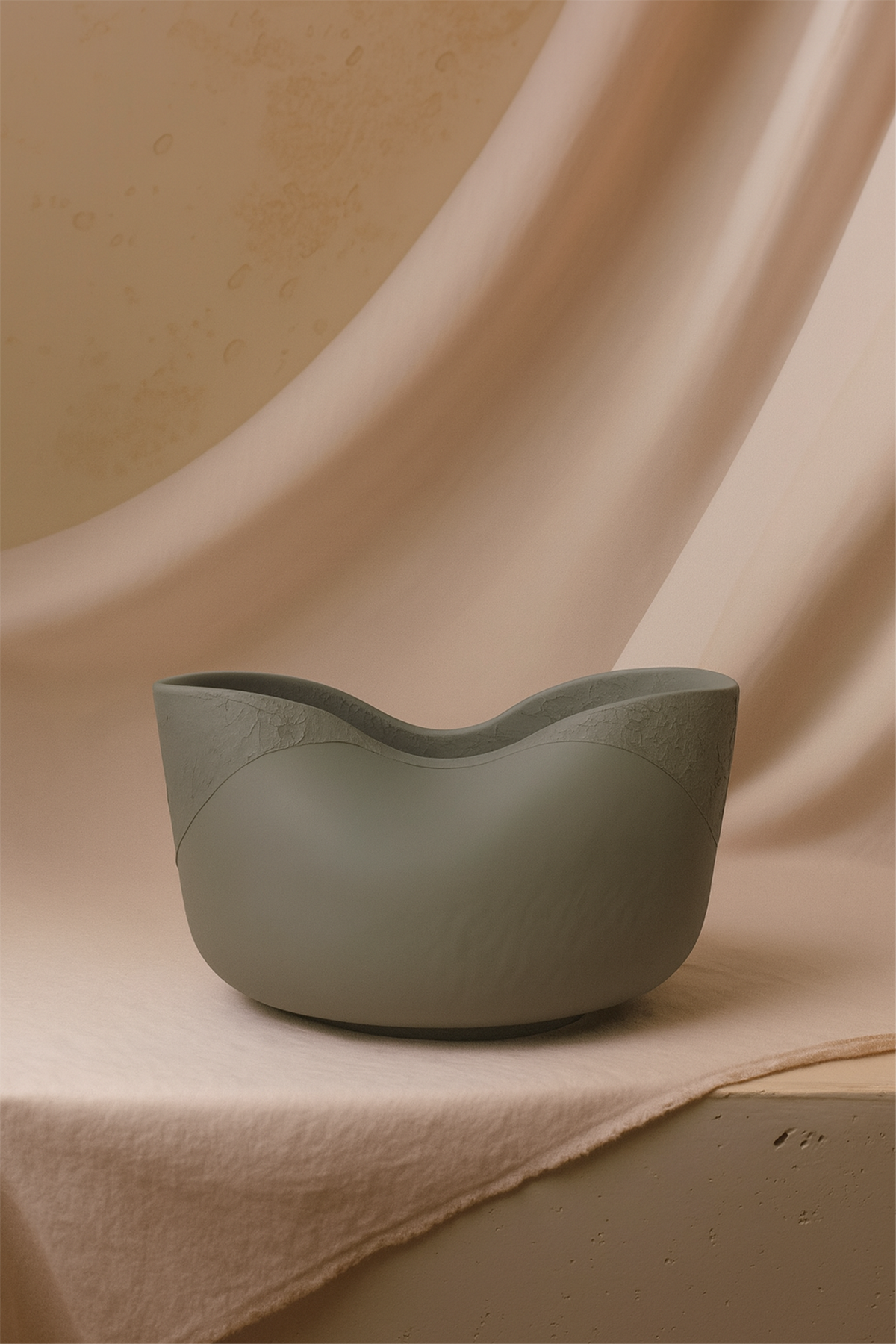 Yassı Tasarım Vazo Gri Küçük Boy