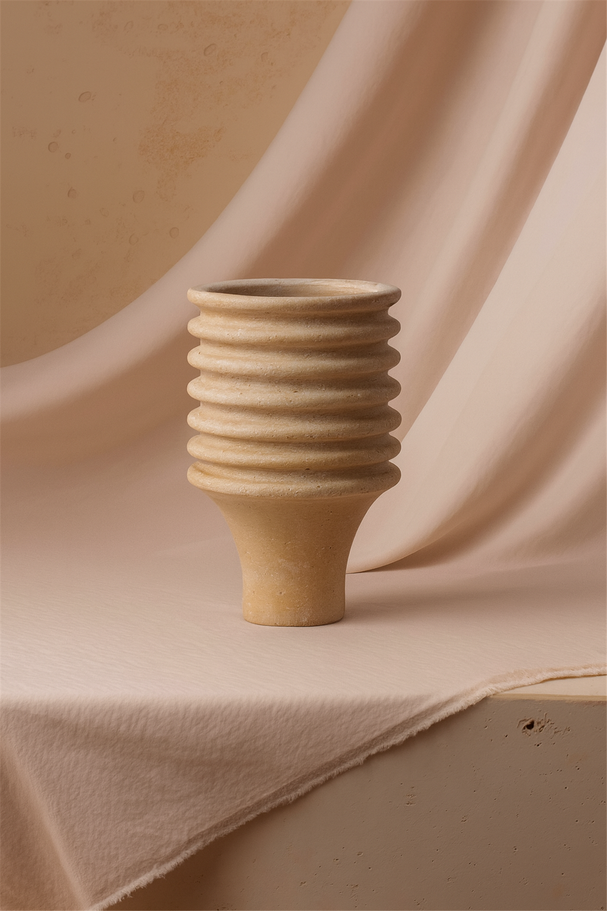 Conical Orta Boy Traveten Vazo