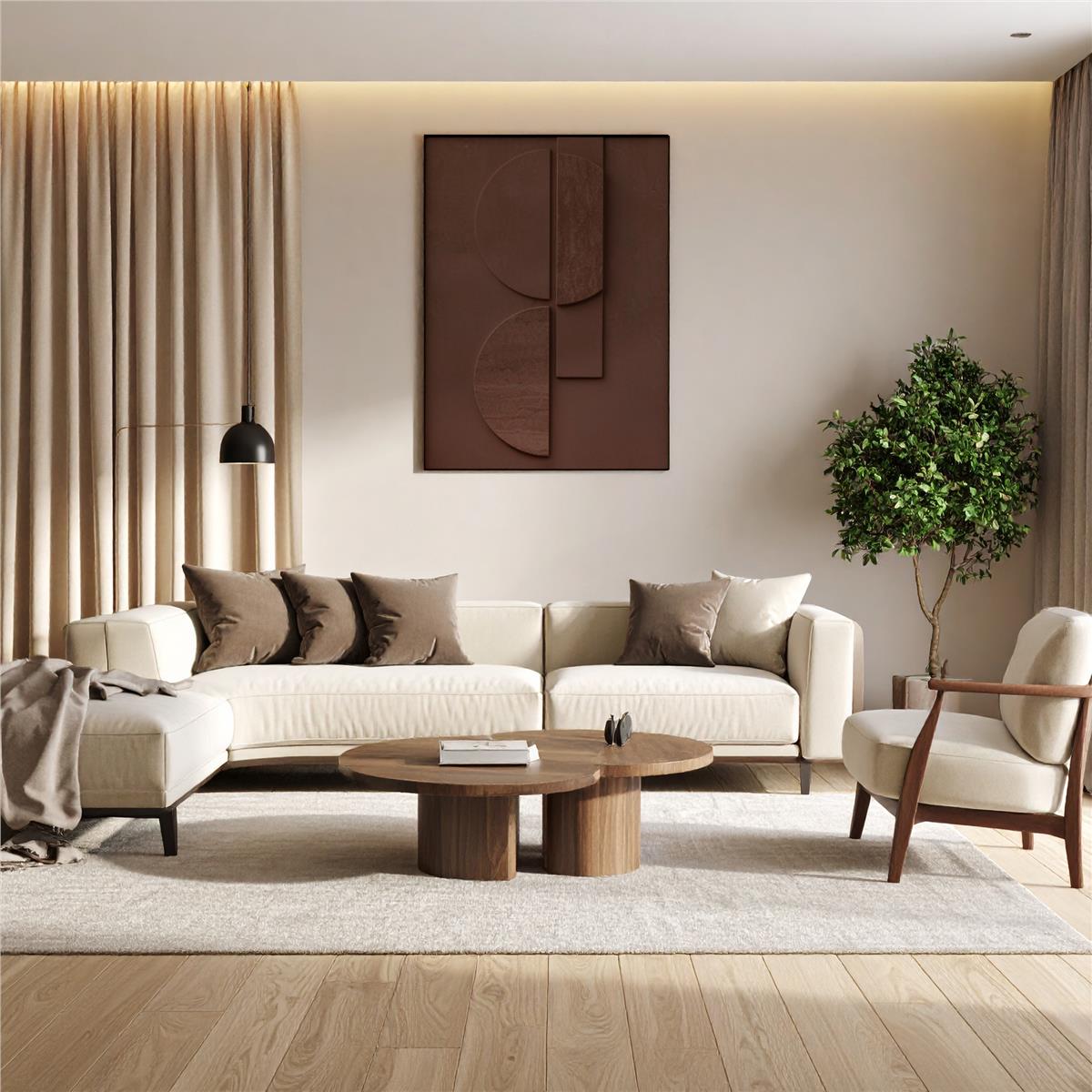 Dekoratif Alçı Tablo 60x40 cm Kahve