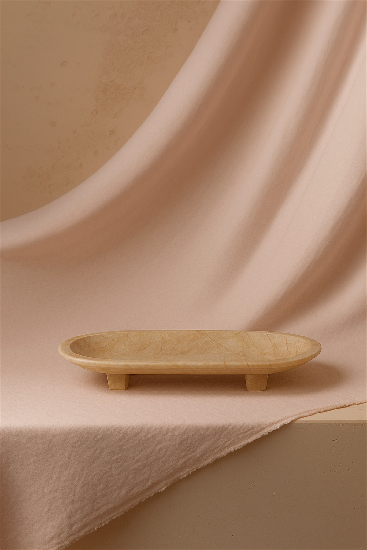 Hayal Mermer Büyük Boy Servis Tabağı Bej 