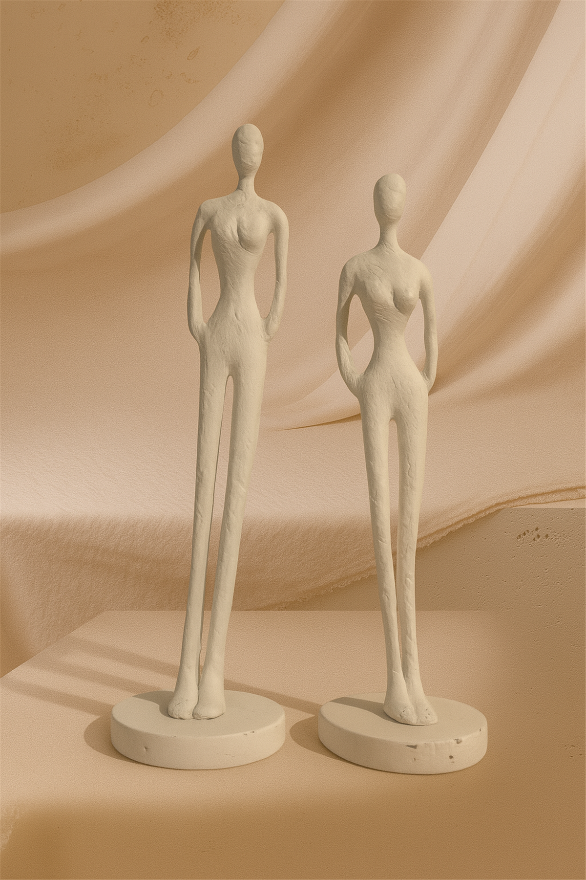 Beyaz 2Li Heykel Adam Obje