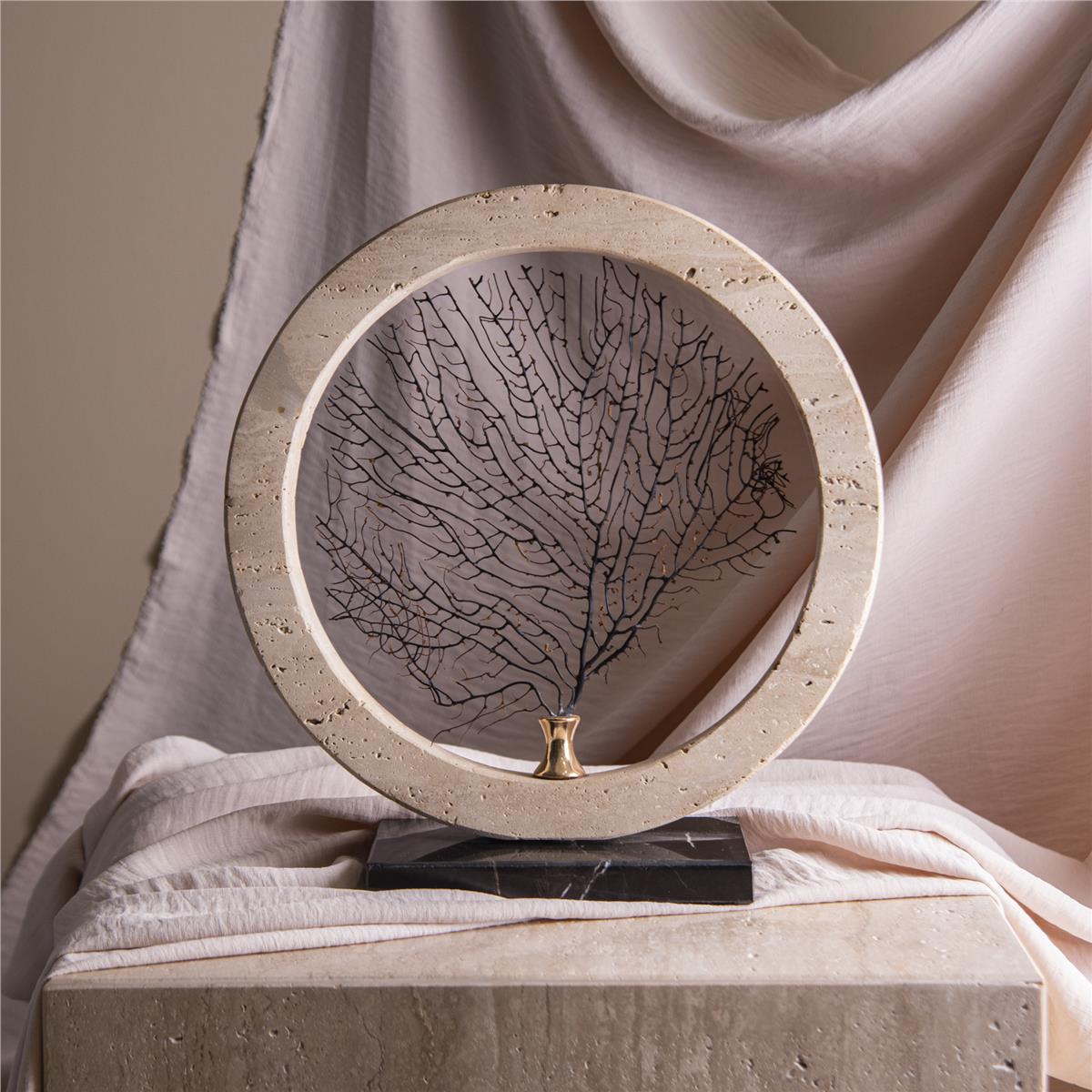 Doğal Mercanlı Traverten Halka Obje