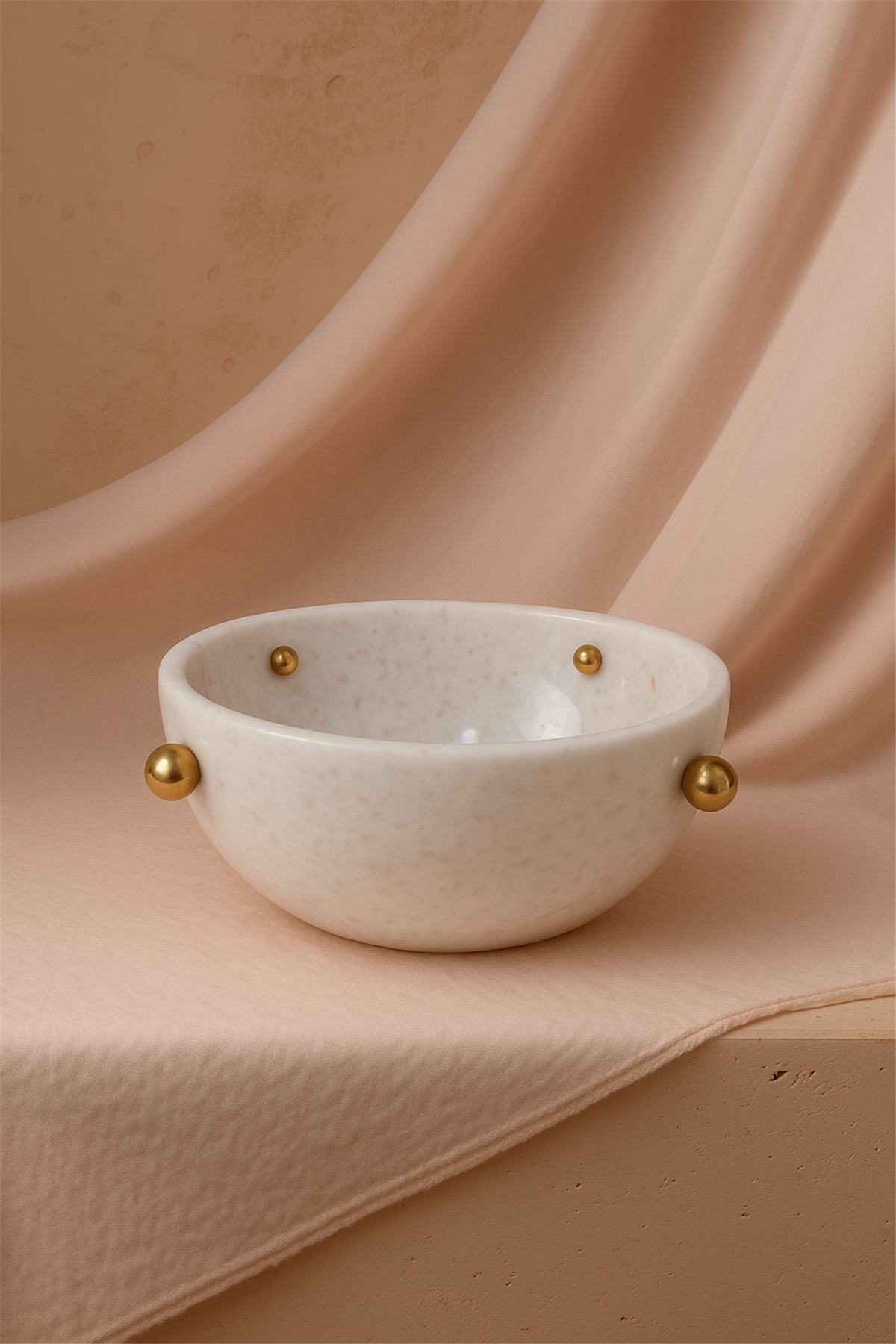 Gold Toplu Beyaz Mermer Kase Küçük Boy