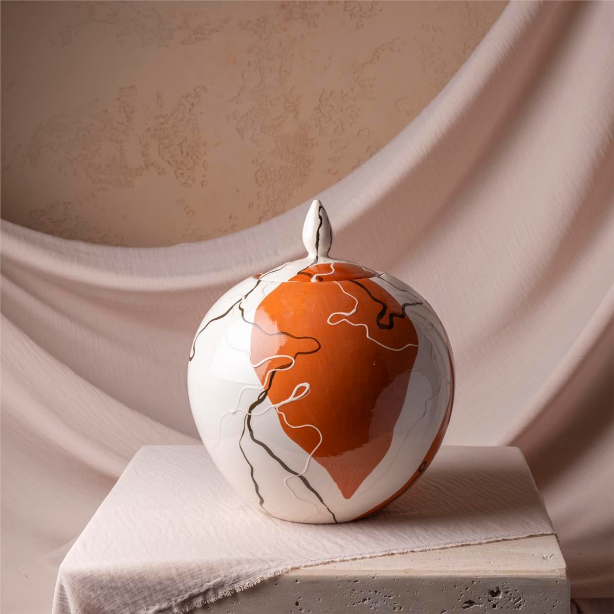 Turuncu Kapaklı Küp 15Cm