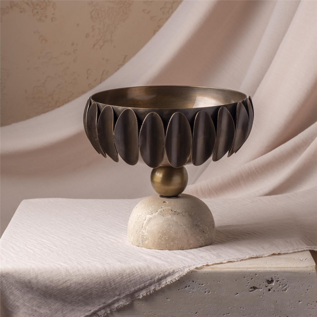 Traverten Ayaklı Kupa Kase Küçük Boy