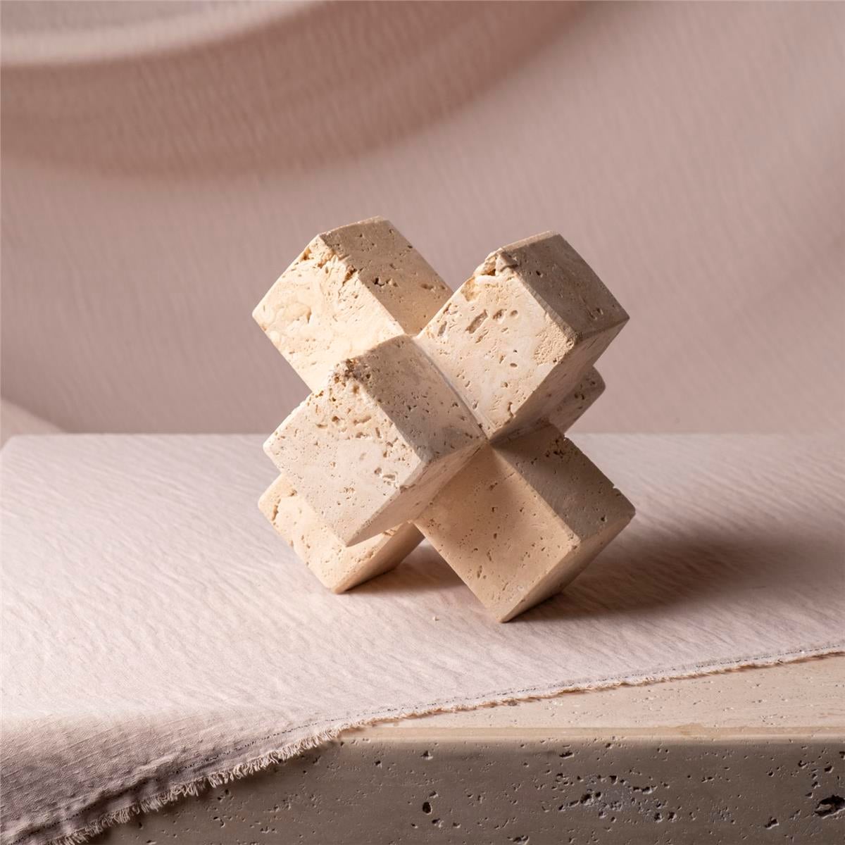 12 Cm Traverten Mermer Geometrik Obje 