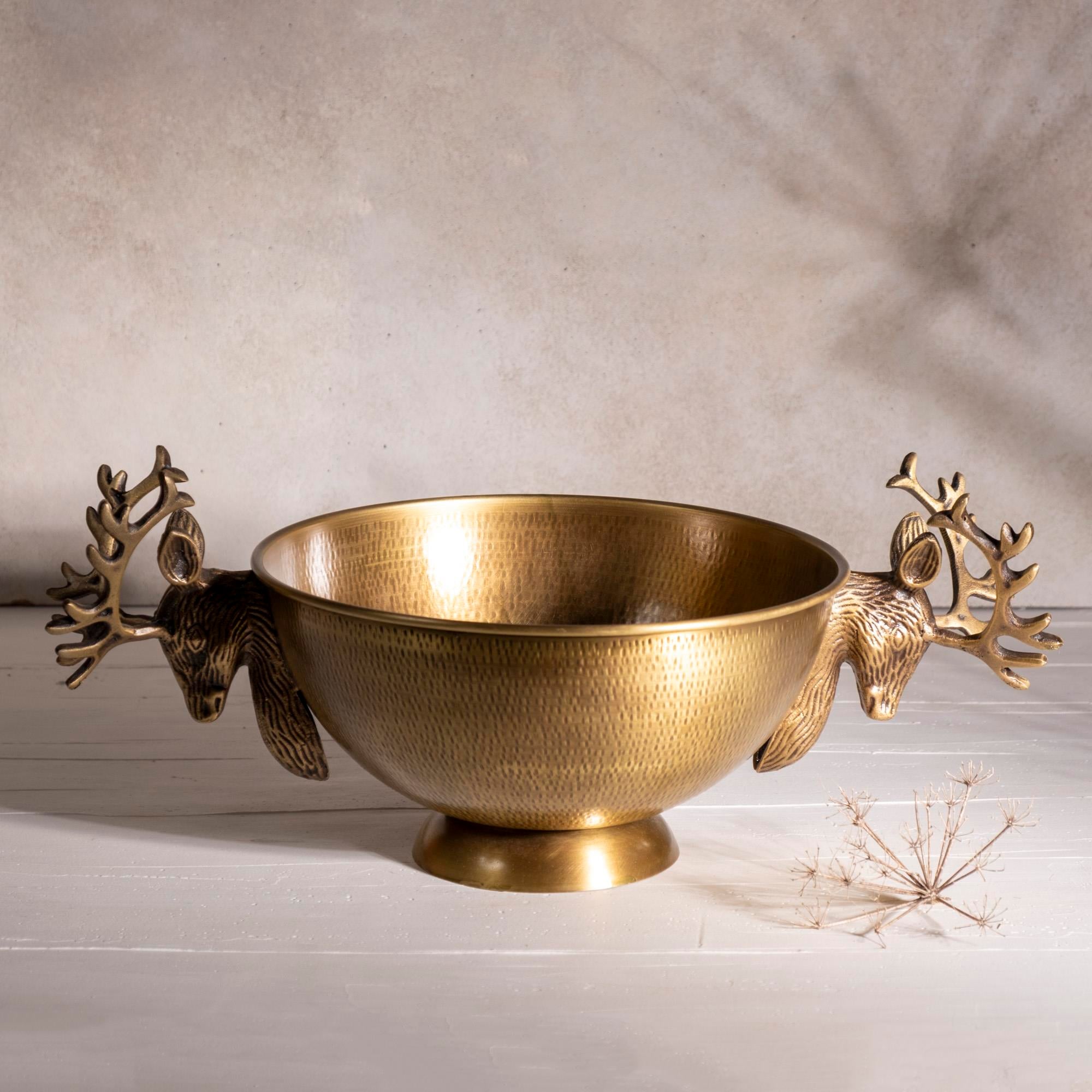 Eskitme Geyik Kulplu Kase