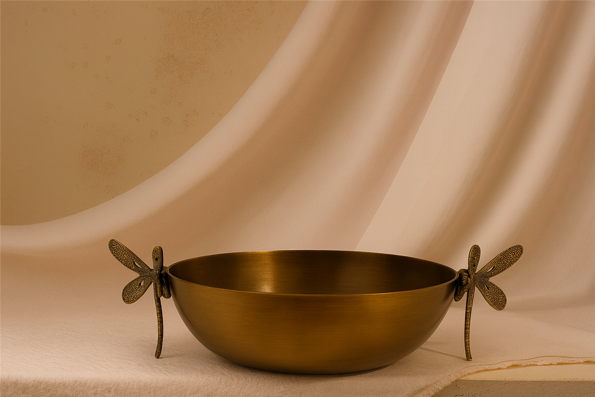 Yusufcuk Detaylı Eskitme Pirinç Kase Büyük