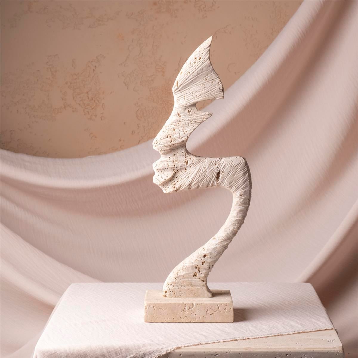 Traverten Yan Kadın Dekoratif Obje