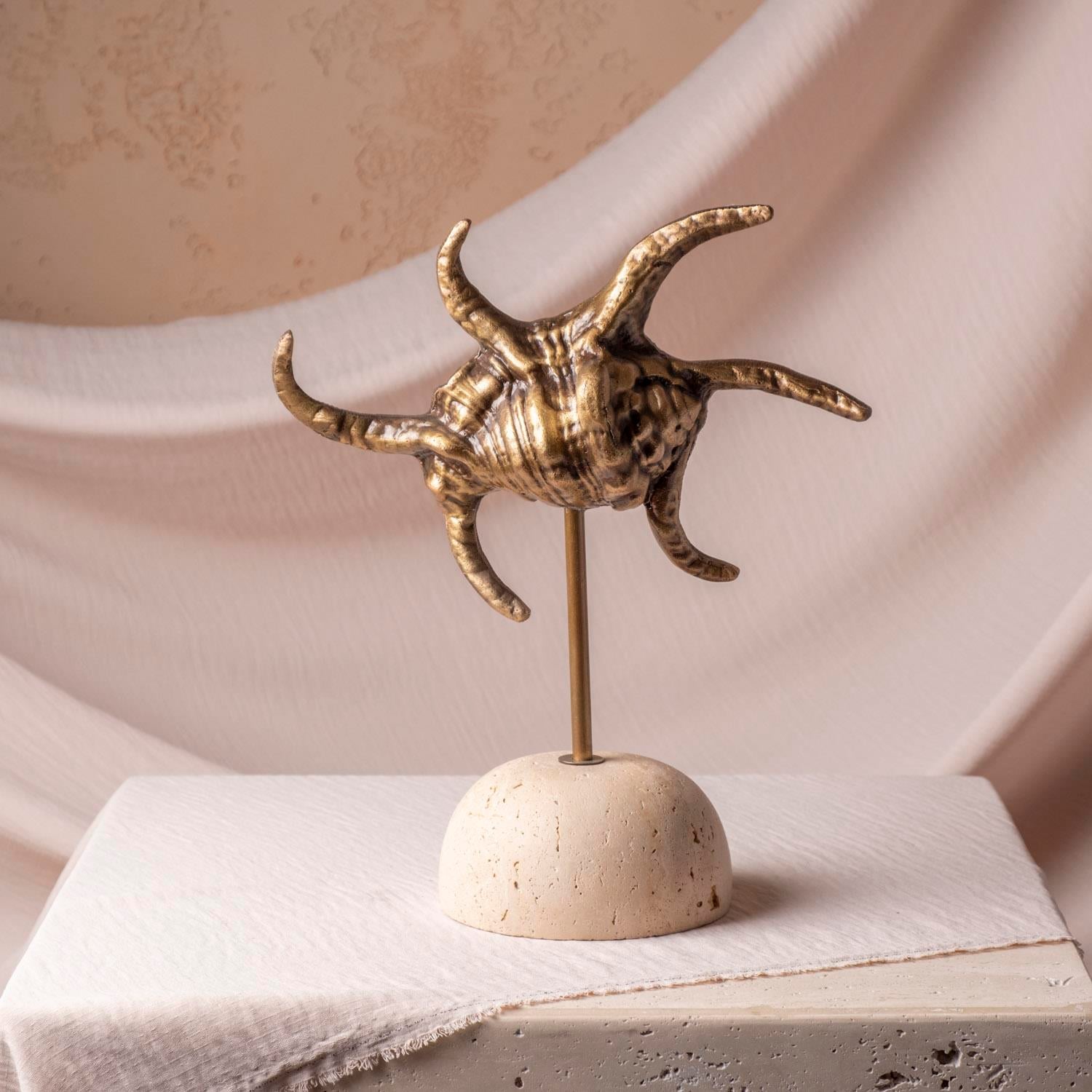 Traverten Mermerli Eskitme Salyangoz Obje