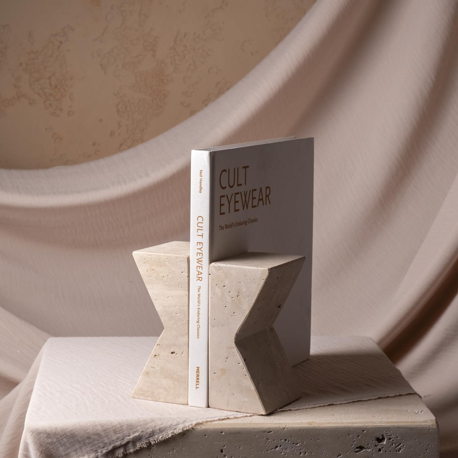 2Li Zigzag Mermer Kitap Tutucu 