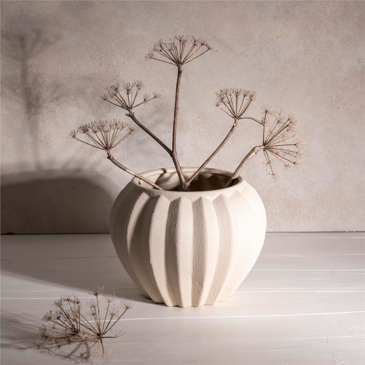 Seramik Dalgalı Büyük Boy Vazo 