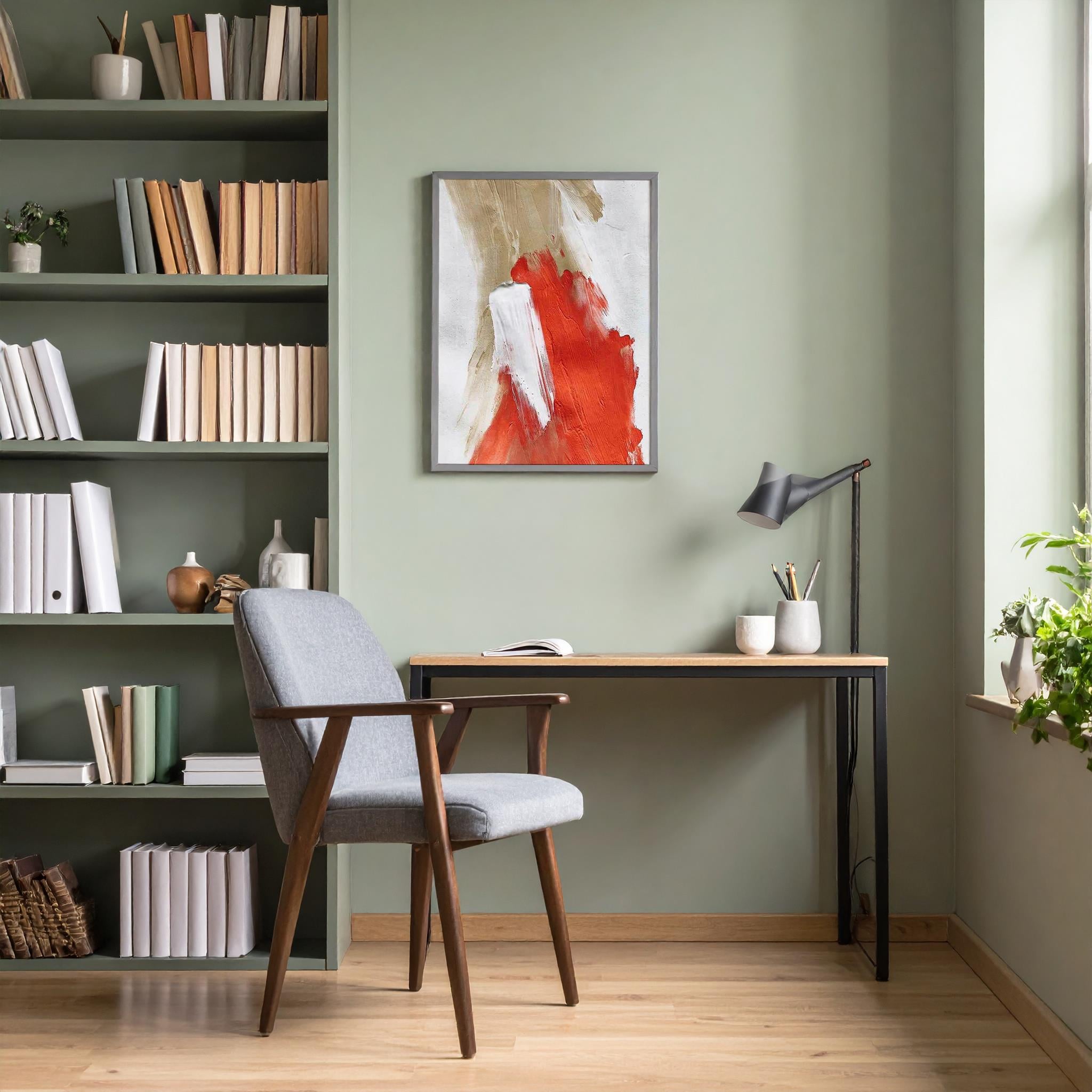 SOYUT TURUNCU BEJ VE BEYAZ NOKTALAR YAĞLI BOYA DOKULU TABLO 70X100 CM