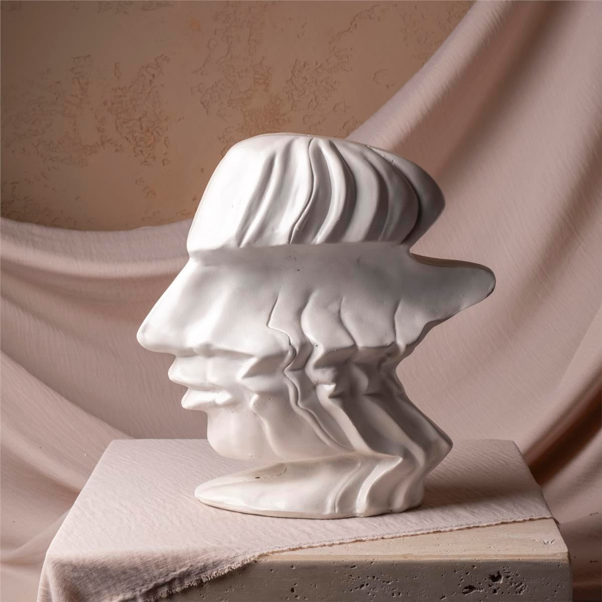 Yan Profil Adam Büstü - Beyaz