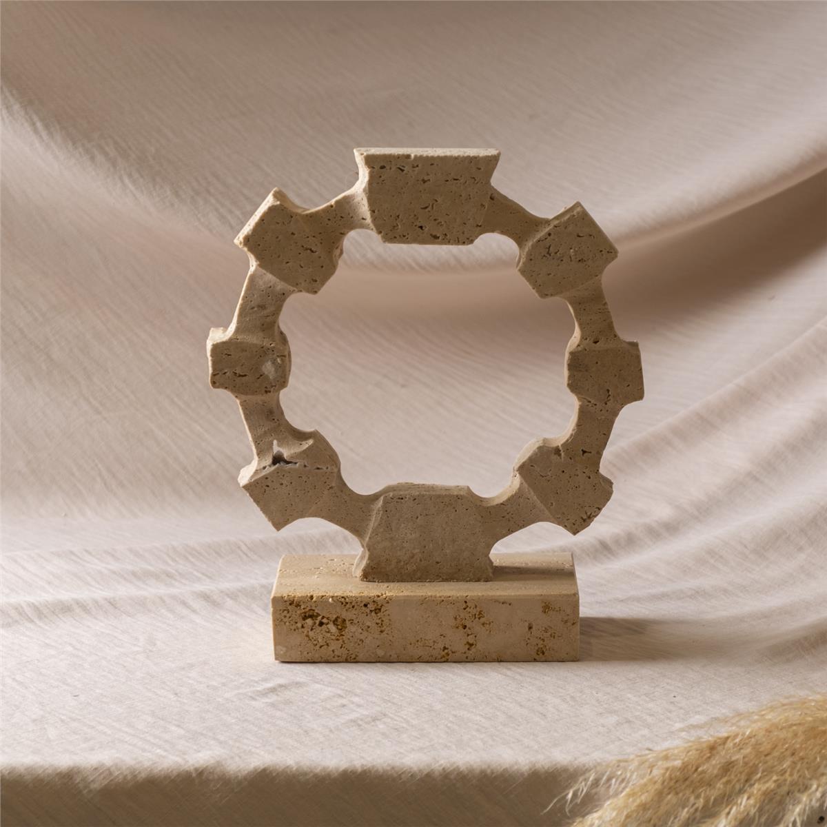 İkili Traverten Fildişi Disk Obje