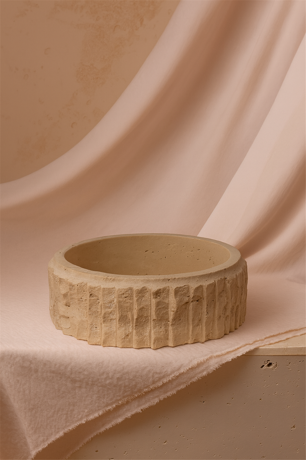 Traverten Patlatmalı Kase Orta