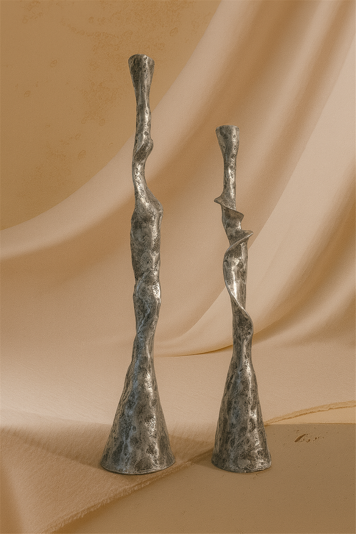 Sırma Şamdan eskitme gümüş 2'li