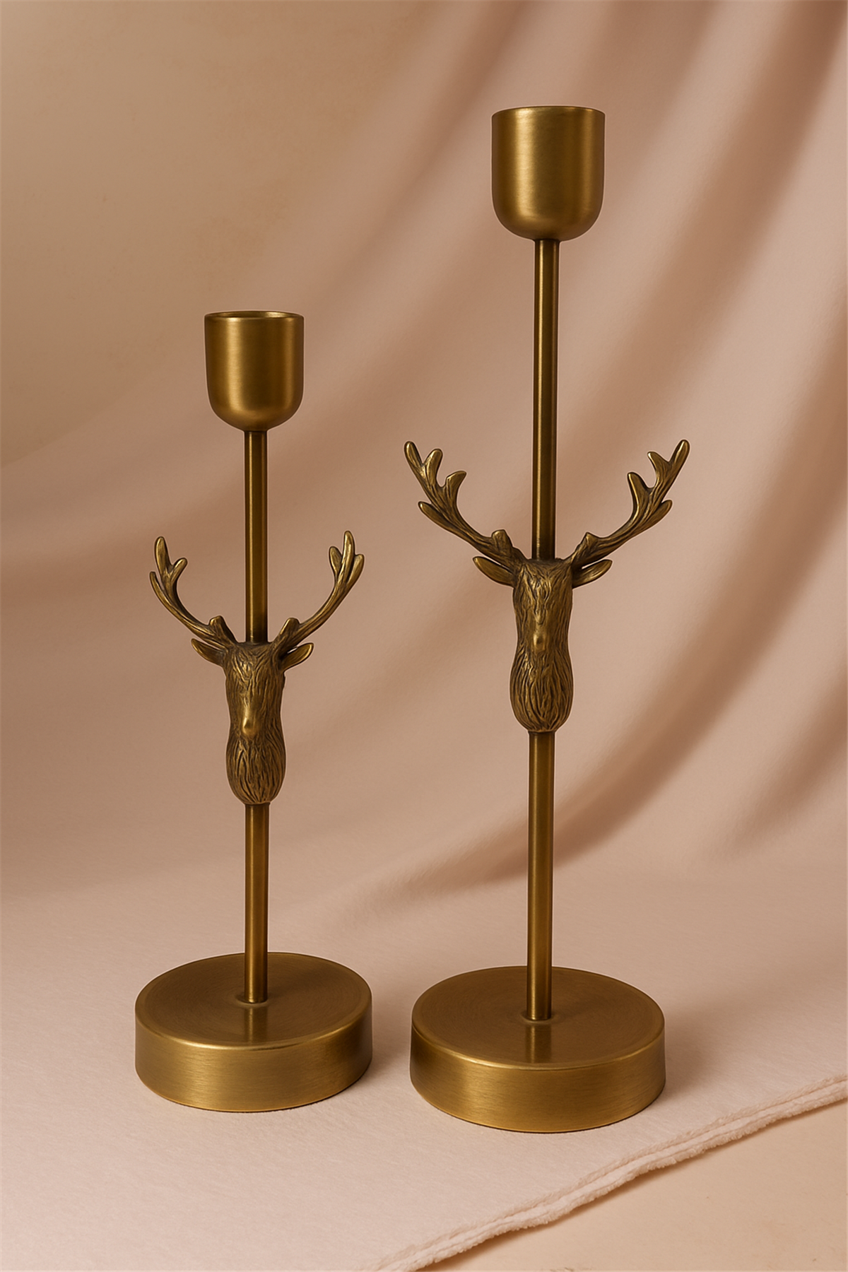 Geyik Başlı Eskitme Şamdan Set