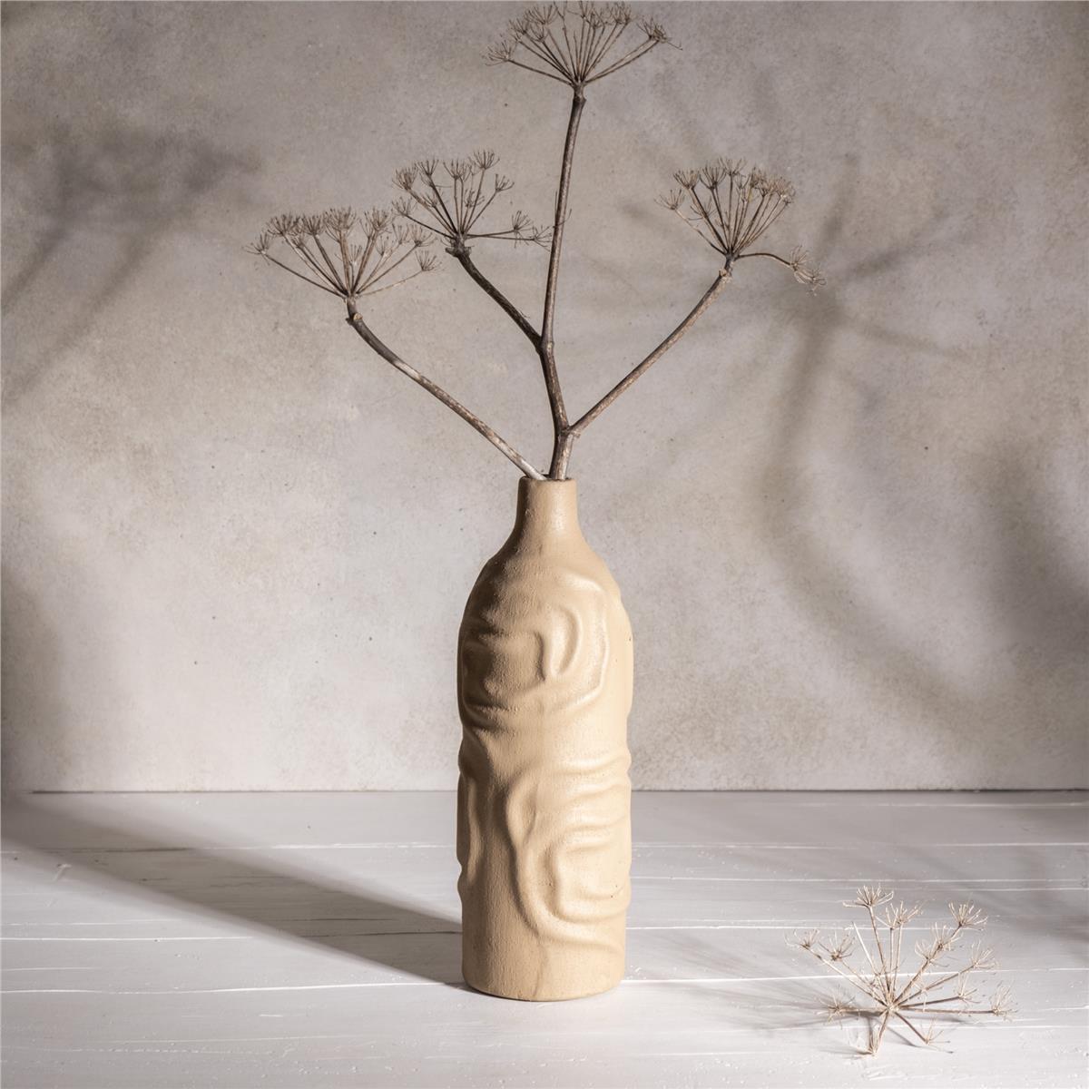 Seramik Kahverengi Şişe vazo Küçük Boy